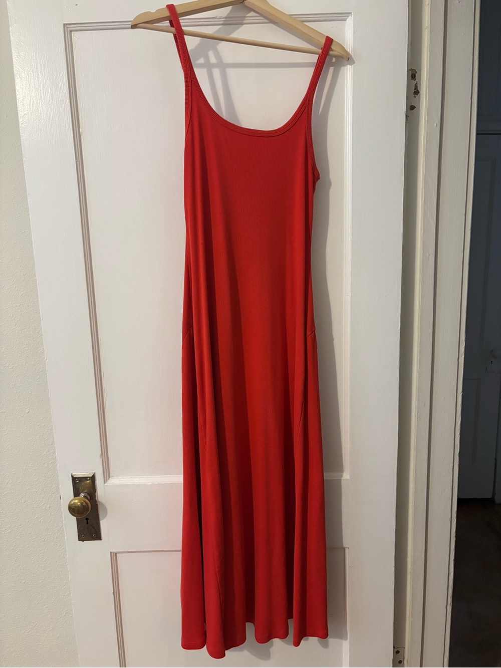 Women’s Red Ribbed Maxi Dress